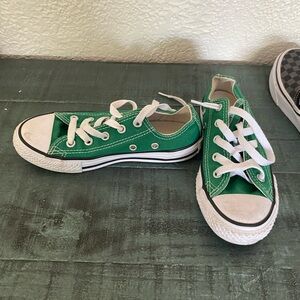 Converse Green Low-Top Kids Sneakers with White Accents